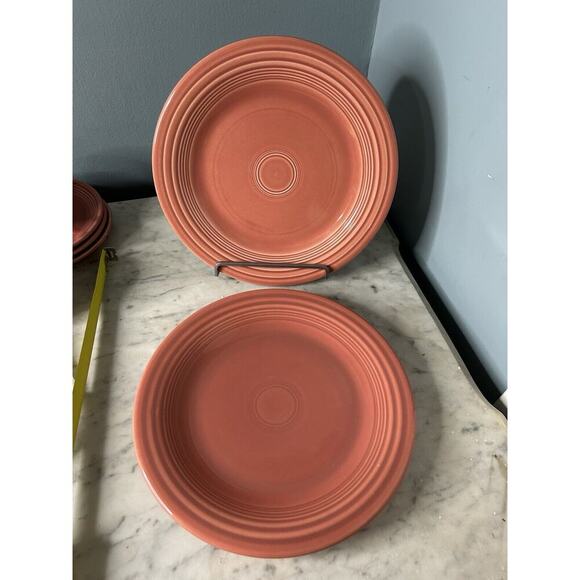 EUC (2) Fiesta 10 1/4” Rose Pink Dinner Plates FiestaWare Retired Vintage Plate - Picture 3 of 6